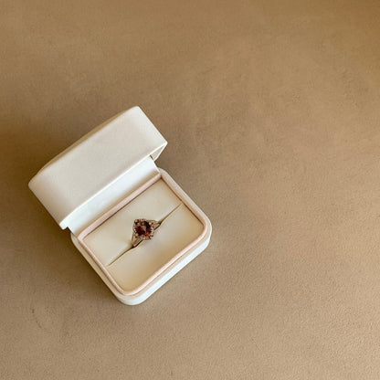 red rhodolite garnet dress ring in white box mclean & co Australia