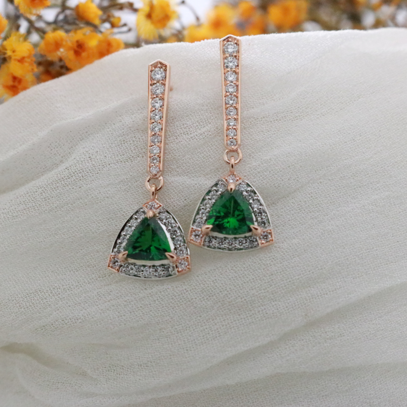 rose gold tzavorite garnet diamond earrings drop