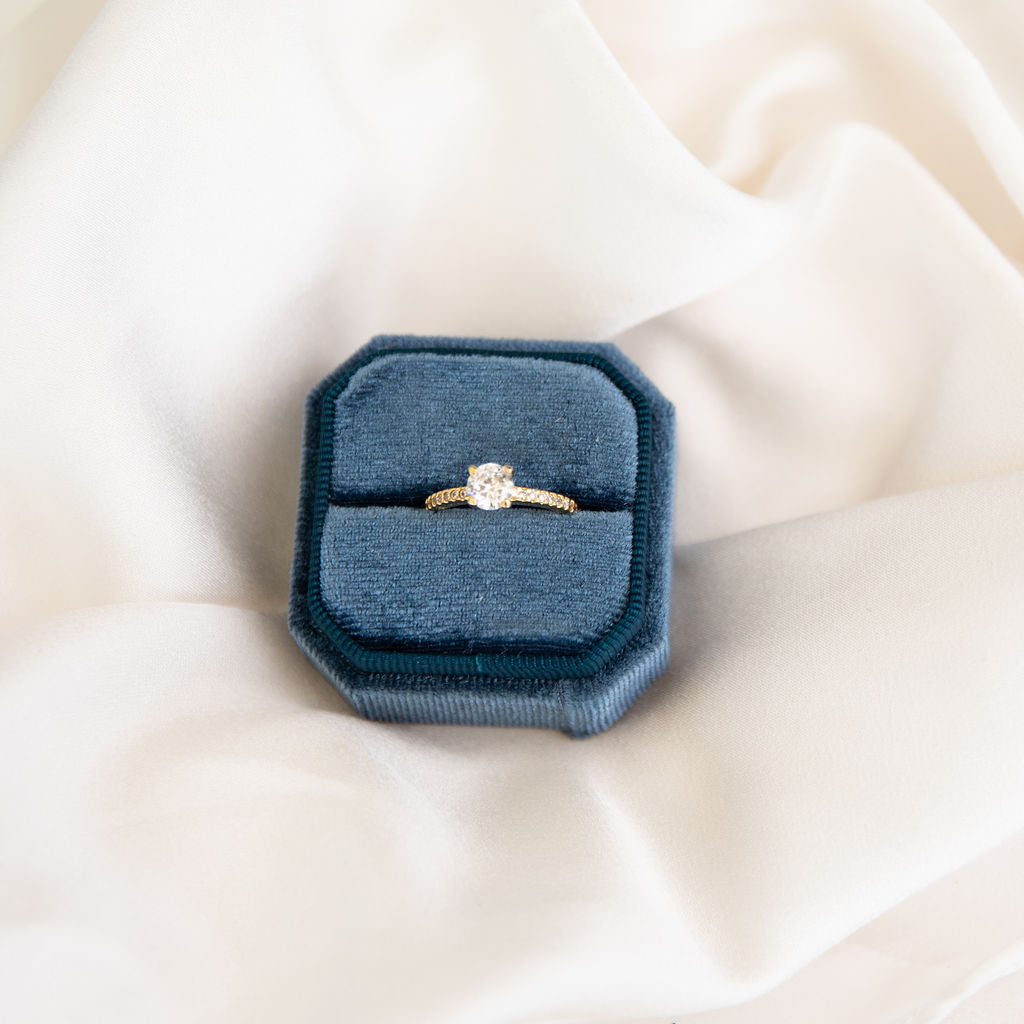 Blue Velvet Engagement Ring Box | By Angeline Australia