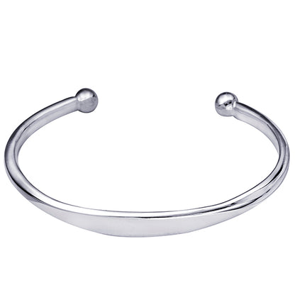 Men’s Surf Bangle with ID Plate Sterling Silver