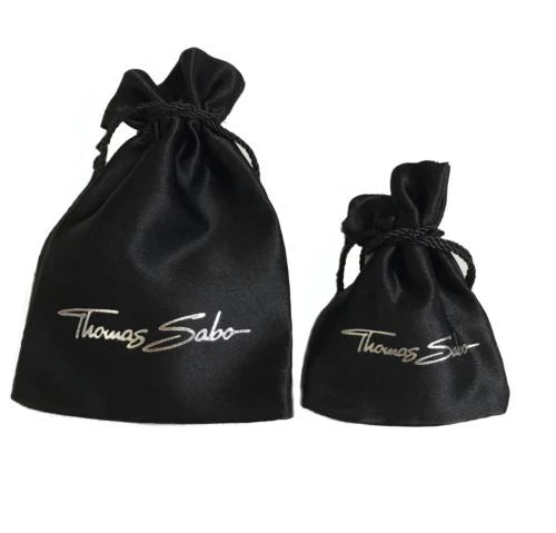 Two black drawstring bags with 'Thomas Sabo' branding on a white background