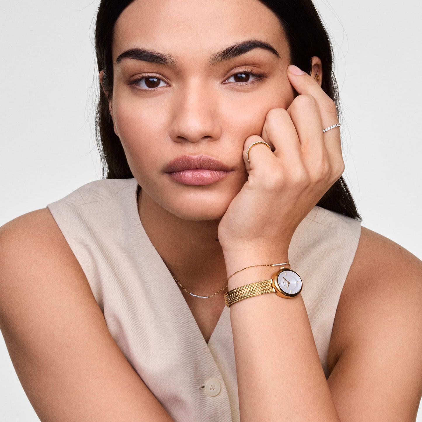 Daniel Wellington Juliette Braided Mesh White Sunray Gold
