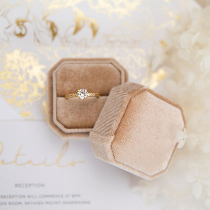 Cream Velvet Engagement Ring Box | By Angeline Australia 