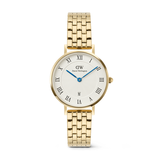 Daniel Wellington Petite Roman Numerals Date 5-link Gold