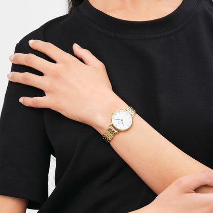 Daniel Wellington Petite Roman Numerals 28 5-Link G White Watch